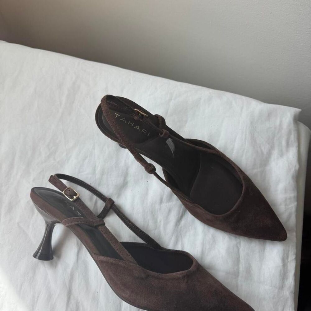 Tahari Brown Pointed Toe Slingback Heels Size 6.5